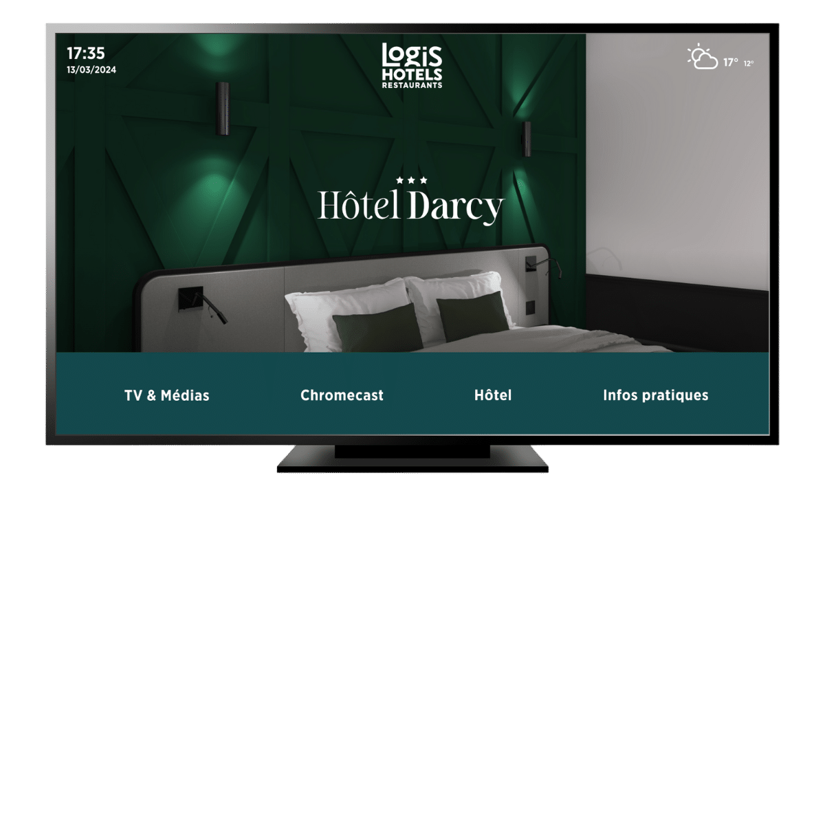 TV interactive exemple affichage Hôtel Darcy